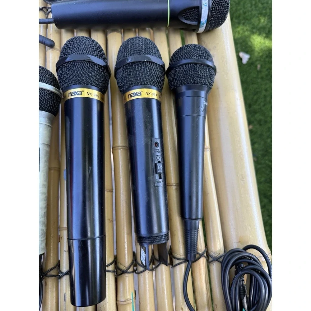 12 Mixed Wired & Wireless Microphones Cables Memorex Naxa Lot